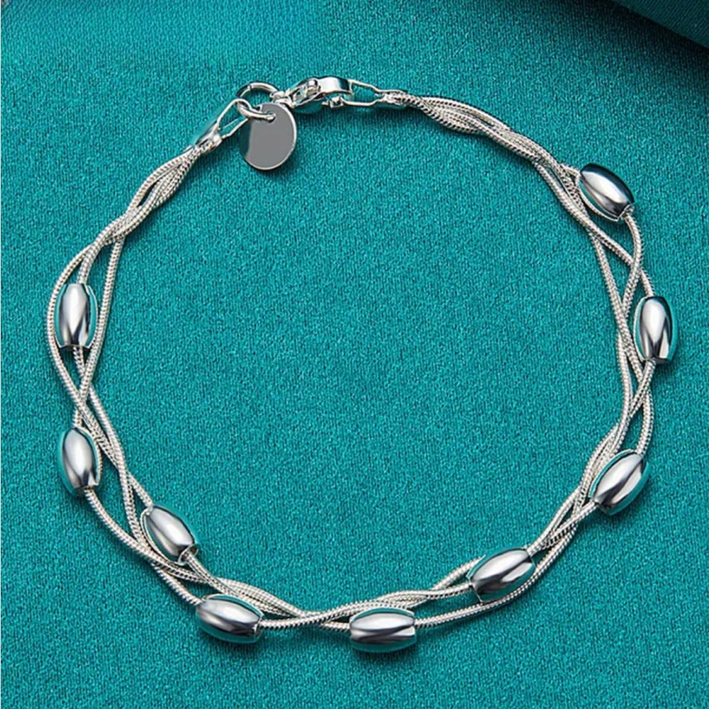 Sterling Silver Multi Layer Thin Chain Bracelet